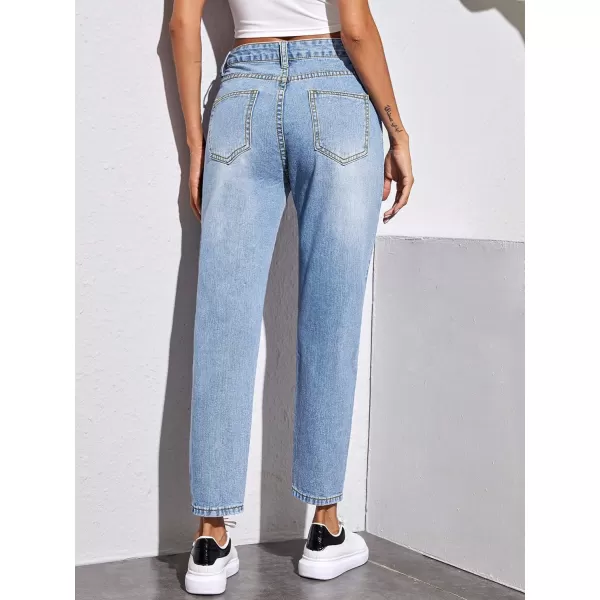 SweatyRocks Women's Ripped Boyfriend Jeans Distressed Denim Ankle Length Jeans