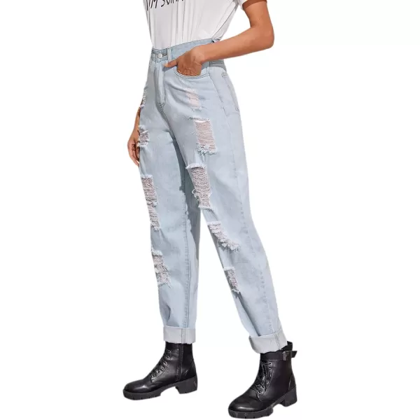SweatyRocks Women's Ripped Boyfriend Jeans Distressed Denim Ankle Length Jeans