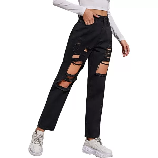 SweatyRocks Women's Ripped Boyfriend Jeans Distressed Denim Ankle Length Jeans