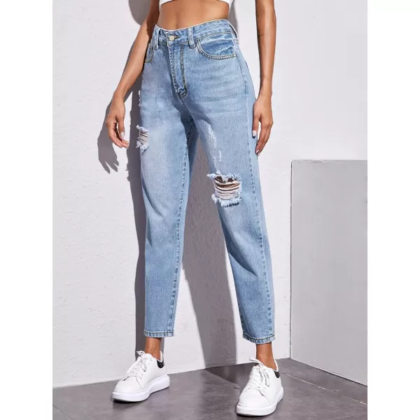 SweatyRocks Women's Ripped Boyfriend Jeans Distressed Denim Ankle Length Jeans
