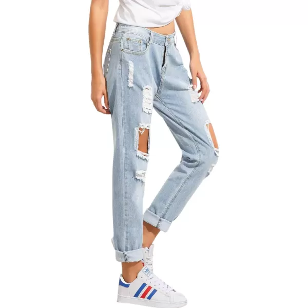 SweatyRocks Women's Ripped Boyfriend Jeans Distressed Denim Ankle Length Jeans