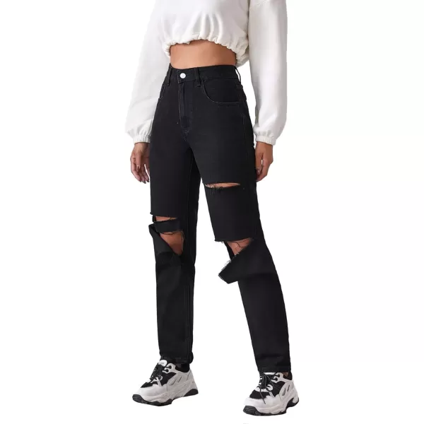 SweatyRocks Women's Ripped Boyfriend Jeans Distressed Denim Ankle Length Jeans