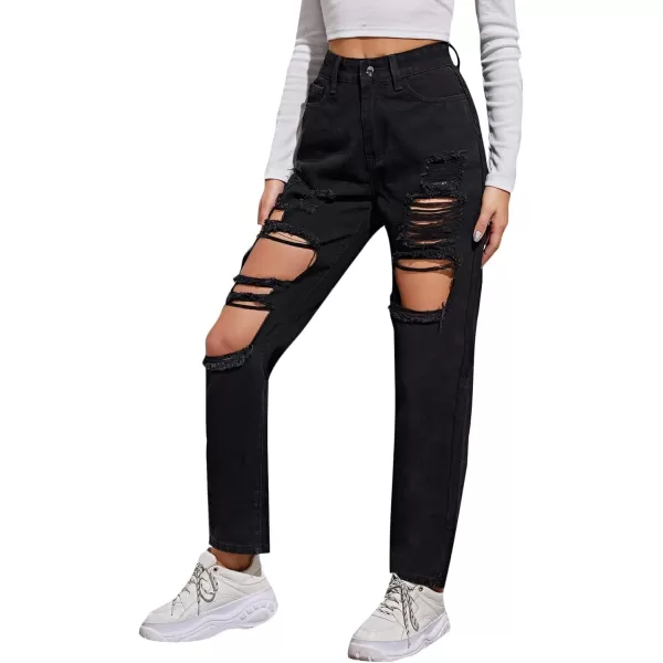 SweatyRocks Women's Ripped Boyfriend Jeans Distressed Denim Ankle Length Jeans