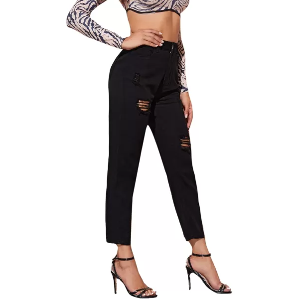 SweatyRocks Women's Ripped Boyfriend Jeans Distressed Denim Ankle Length Jeans