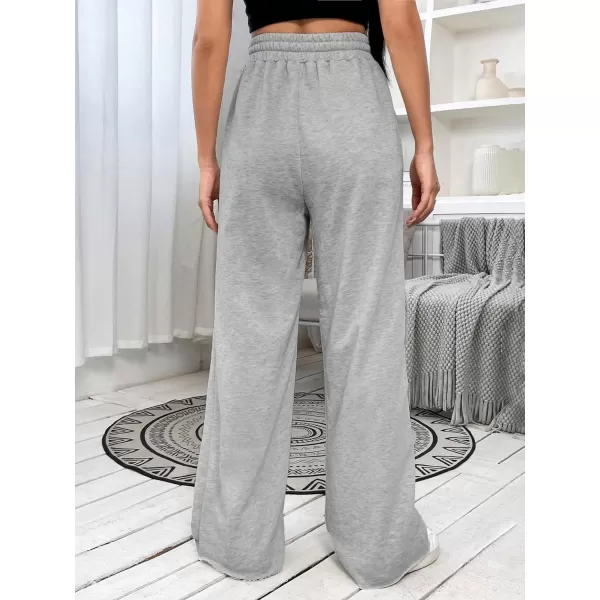 SweatyRocks Women's Ripped Drawstring High Waist Baggy Straight Leg Joggers Sweatpants with Pockets