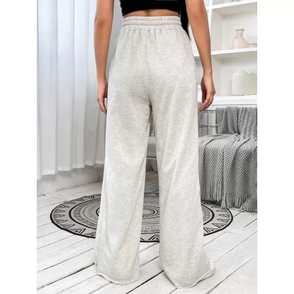 SweatyRocks Women's Ripped Drawstring High Waist Baggy Straight Leg Joggers Sweatpants with Pockets