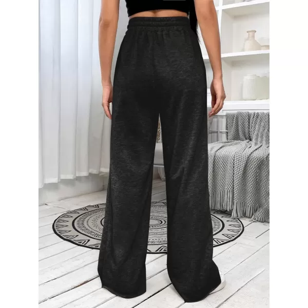 SweatyRocks Women's Ripped Drawstring High Waist Baggy Straight Leg Joggers Sweatpants with Pockets