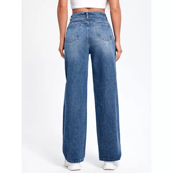 SweatyRocks Women's Ripped Straight Leg Jeans High Waist Distressed Cutout Denim Pants