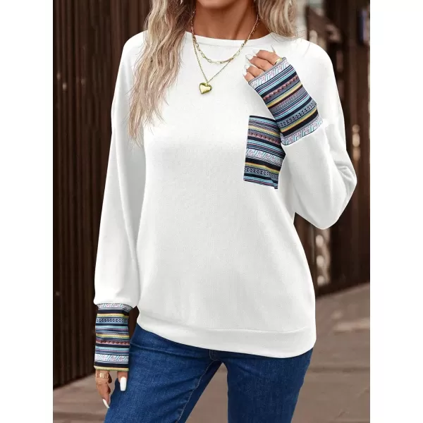 SweatyRocks Women's Round Neck Drop Shoulder Sweatshirt Long Sleeve Pullover Pocket T Shirt Tops