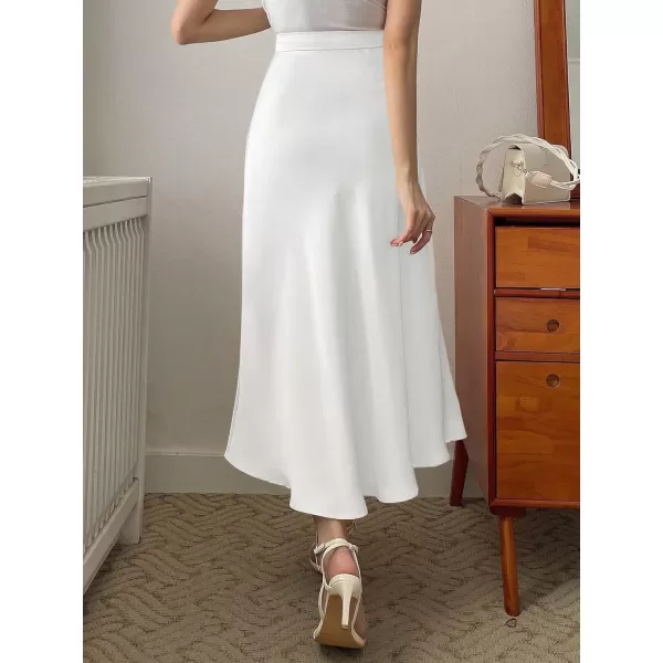 SweatyRocks Women's Satin High Waisted A Line Maxi Skirt Elegant Solid Flowy Party Long Skirts