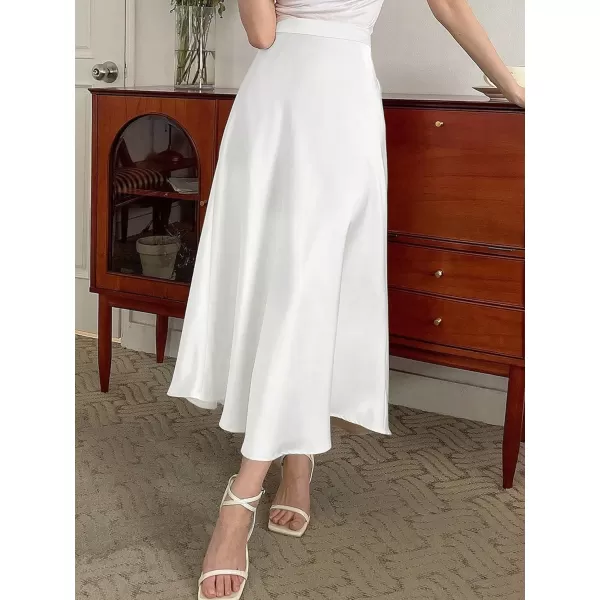 SweatyRocks Women's Satin High Waisted A Line Maxi Skirt Elegant Solid Flowy Party Long Skirts