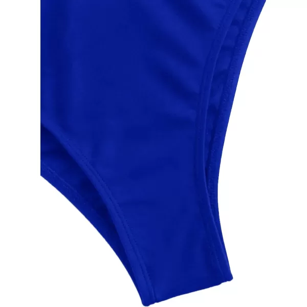 SweatyRocks Women's Sexy Basic Criss Cross Tie Knot Front Deep V Open Back One Piece Swimwear