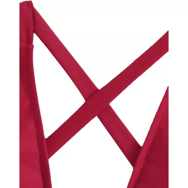 SweatyRocks Women's Sexy Basic Criss Cross Tie Knot Front Deep V Open Back One Piece Swimwear