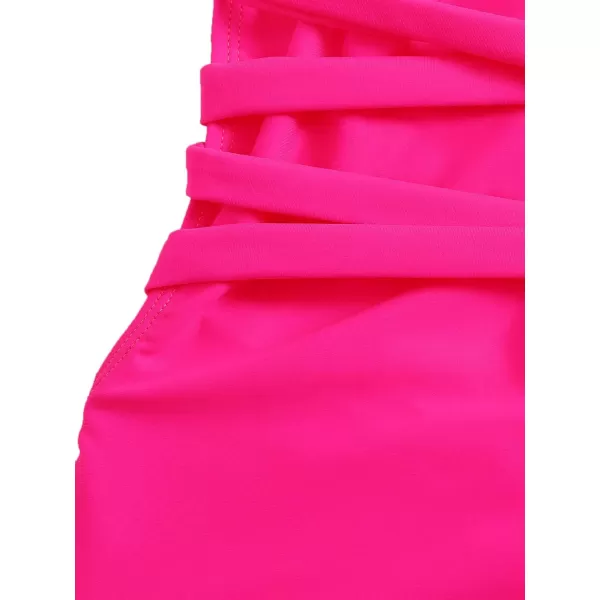 SweatyRocks Women's Sexy Basic Criss Cross Tie Knot Front Deep V Open Back One Piece Swimwear