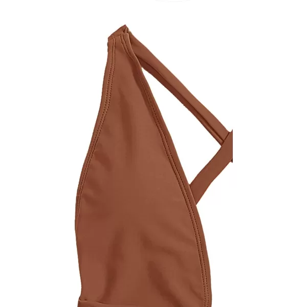 SweatyRocks Women's Sexy Basic Criss Cross Tie Knot Front Deep V Open Back One Piece Swimwear