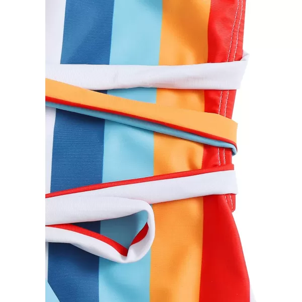 SweatyRocks Women's Sexy Basic Criss Cross Tie Knot Front Deep V Open Back One Piece Swimwear