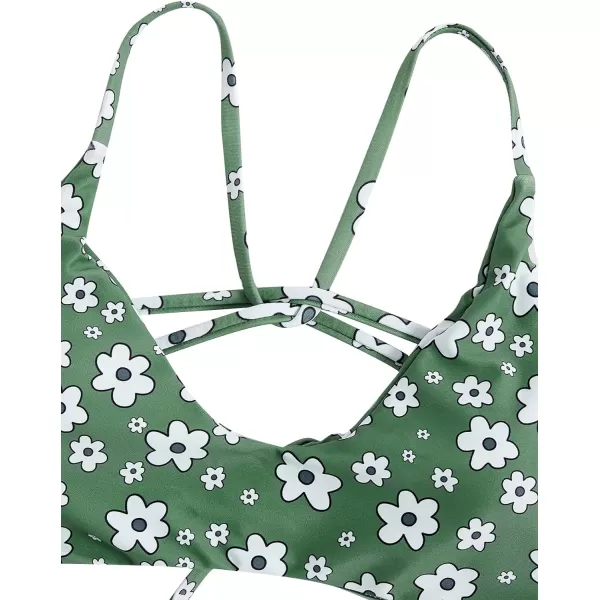SweatyRocks Women's Sexy Bathing Suit Floral Print Cross Back Bikini Set Swimsuits