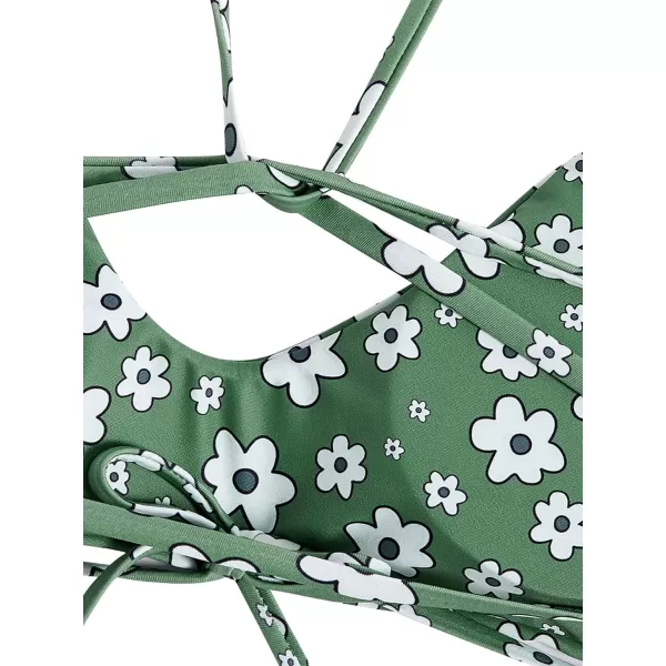 SweatyRocks Women's Sexy Bathing Suit Floral Print Cross Back Bikini Set Swimsuits
