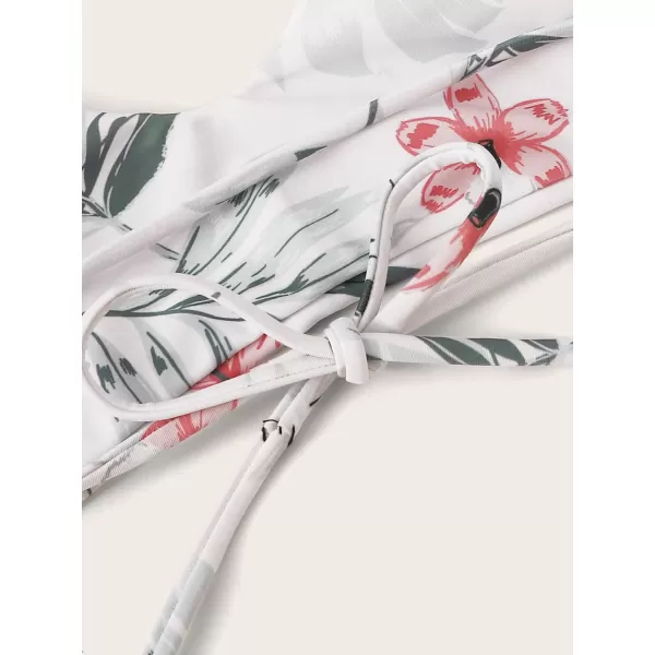 SweatyRocks Women's Sexy Bathing Suit Floral Print Cross Back Bikini Set Swimsuits