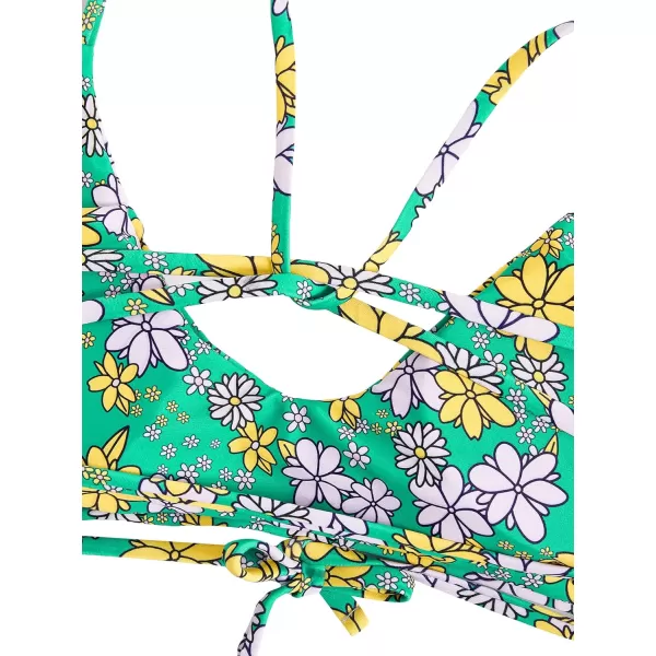 SweatyRocks Women's Sexy Bathing Suit Floral Print Cross Back Bikini Set Swimsuits