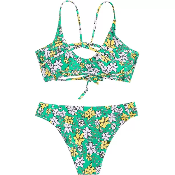 SweatyRocks Women's Sexy Bathing Suit Floral Print Cross Back Bikini Set Swimsuits