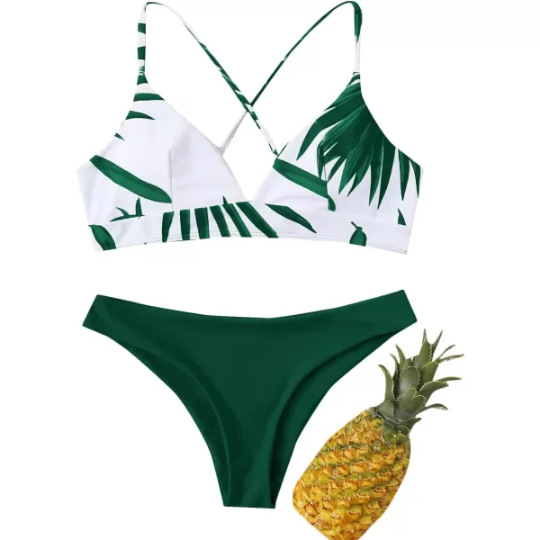 SweatyRocks Women's Sexy Bathing Suit Floral Print Cross Back Bikini Set Swimsuits