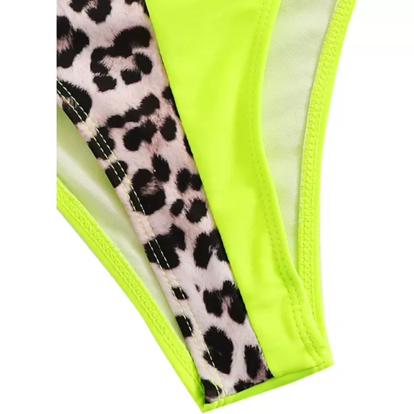 SweatyRocks Women's Sexy Bathing Suits Criss Cross Tie Knot Front Deep V Open Back Leopard One Piece Swimwear