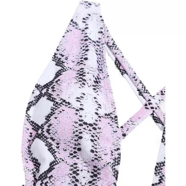 SweatyRocks Women's Sexy Bathing Suits Criss Cross Tie Knot Front Deep V Open Back Leopard One Piece Swimwear