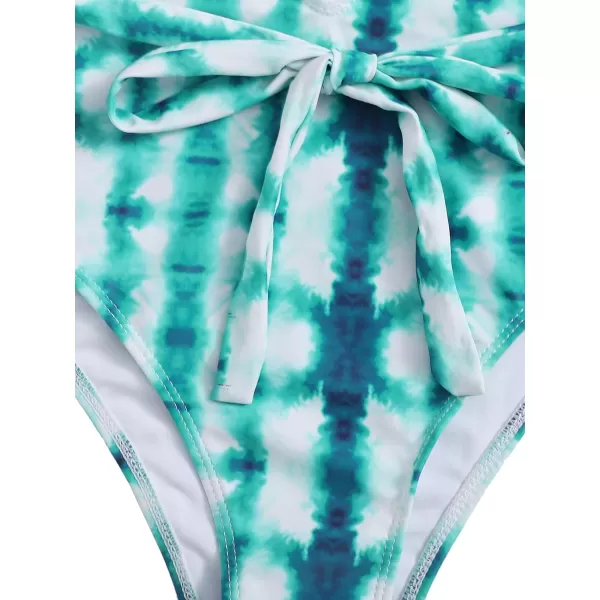 SweatyRocks Women's Sexy Bathing Suits Criss Cross Tie Knot Front Deep V Open Back Leopard One Piece Swimwear