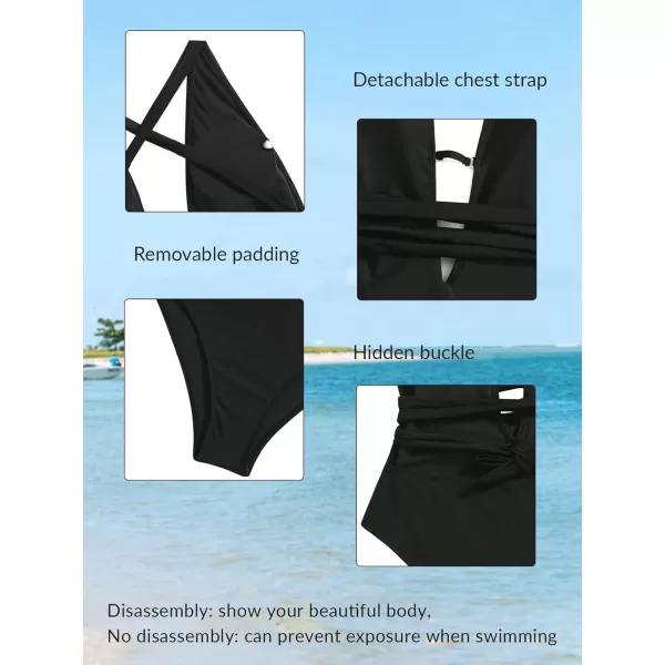 SweatyRocks Women's Sexy Bathing Suits Criss Cross Tie Knot Front Deep V Open Back Leopard One Piece Swimwear