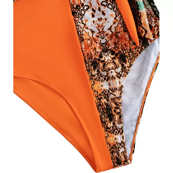 SweatyRocks Women's Sexy Bathing Suits Criss Cross Tie Knot Front Deep V Open Back Leopard One Piece Swimwear