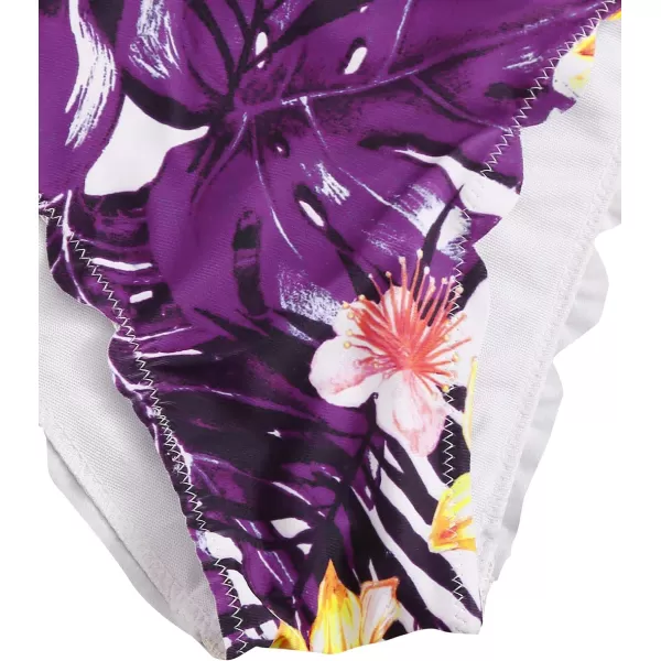 SweatyRocks Women's Sexy Bathing Suits Scallop Halter Bikini Top Floral Print Two Piece Swimsuits