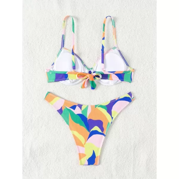 SweatyRocks Women's Sexy Bathing Suits Spaghetti Strap Floral Bikini Set Underwire Swimsuit