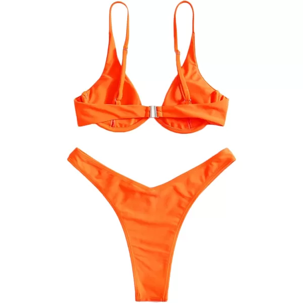 SweatyRocks Women's Sexy Bathing Suits Spaghetti Strap Floral Bikini Set Underwire Swimsuit
