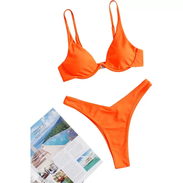 SweatyRocks Women's Sexy Bathing Suits Spaghetti Strap Floral Bikini Set Underwire Swimsuit
