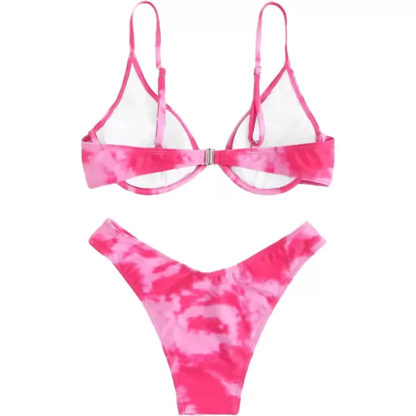 SweatyRocks Women's Sexy Bathing Suits Spaghetti Strap Floral Bikini Set Underwire Swimsuit