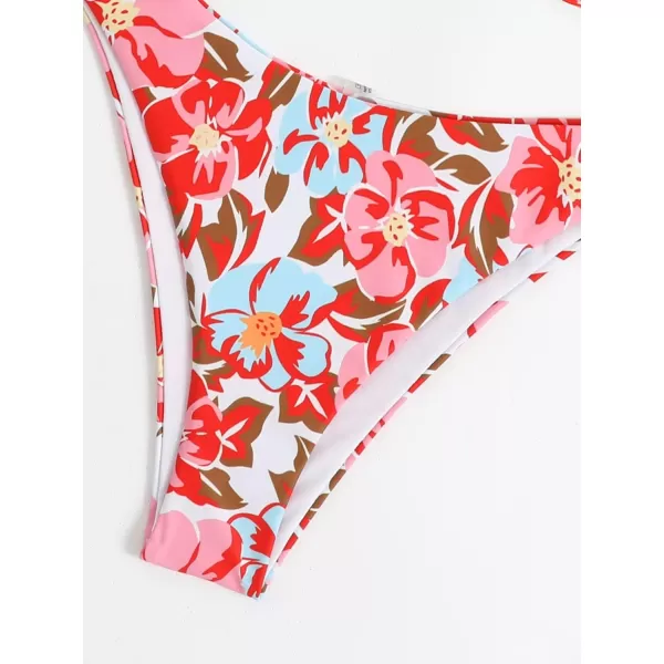 SweatyRocks Women's Sexy Bathing Suits Spaghetti Strap Floral Bikini Set Underwire Swimsuit