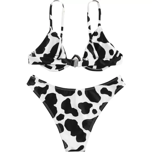 SweatyRocks Women's Sexy Bathing Suits Spaghetti Strap Floral Bikini Set Underwire Swimsuit