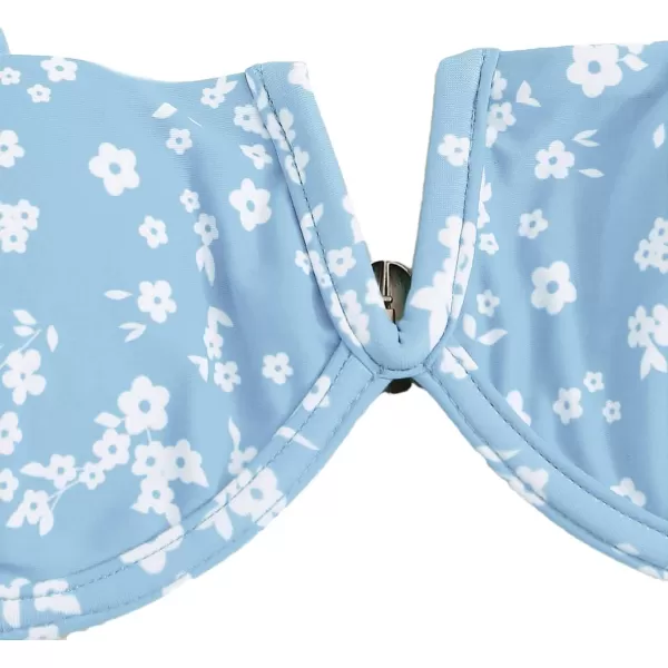 SweatyRocks Women's Sexy Bathing Suits Spaghetti Strap Floral Bikini Set Underwire Swimsuit