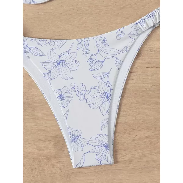 SweatyRocks Women's Sexy Bathing Suits Spaghetti Strap Floral Bikini Set Underwire Swimsuit