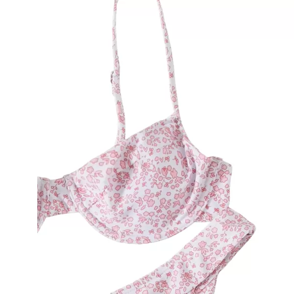 SweatyRocks Women's Sexy Bathing Suits Spaghetti Strap Floral Bikini Set Underwire Swimsuit