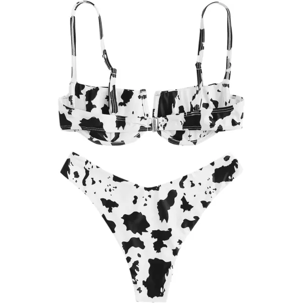 SweatyRocks Women's Sexy Bathing Suits Spaghetti Strap Floral Bikini Set Underwire Swimsuit