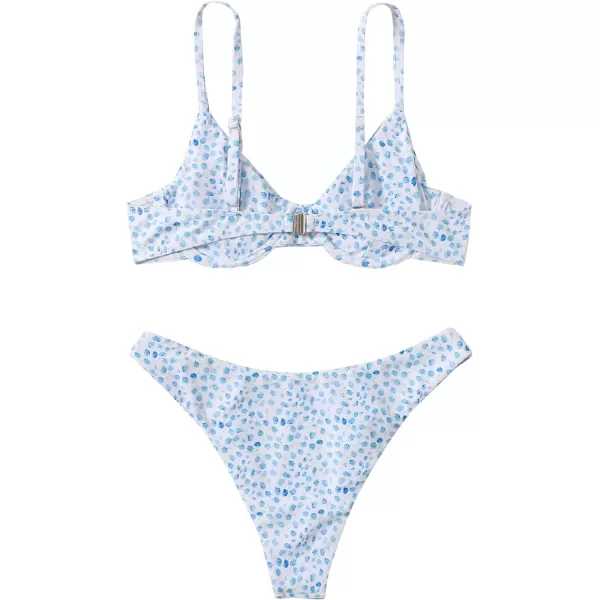 SweatyRocks Women's Sexy Bathing Suits Spaghetti Strap Floral Bikini Set Underwire Swimsuit