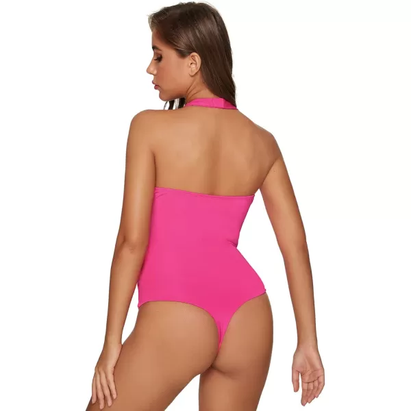 SweatyRocks Women's Sexy Deep V Sleeveless Backless Halter Leotard Bodysuit Romper