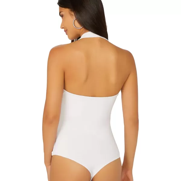 SweatyRocks Women's Sexy Deep V Sleeveless Backless Halter Leotard Bodysuit Romper