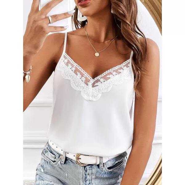 SweatyRocks Women's Sheer Lace V Neck Backless Tank Sleeveless Spaghetti Strap Tops