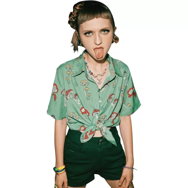 SweatyRocks Women's Short Sleeve Cute Print Button Down Shirt Tops