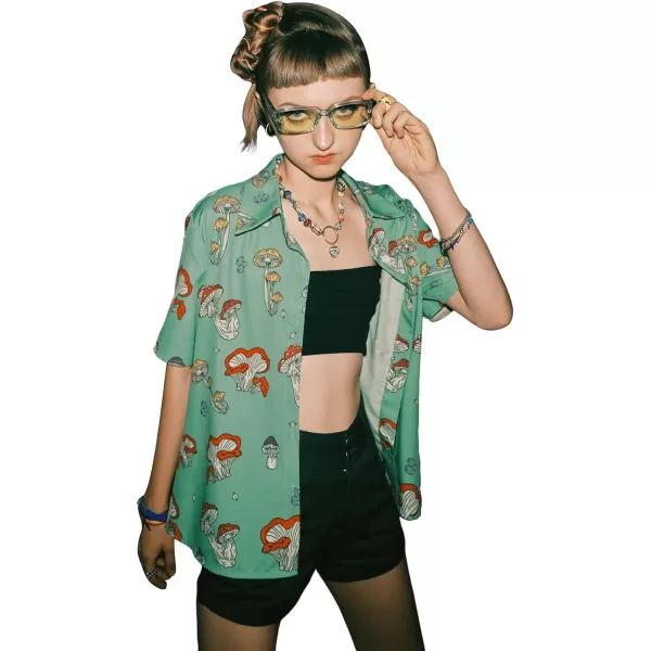 SweatyRocks Women's Short Sleeve Cute Print Button Down Shirt Tops