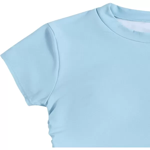 SweatyRocks Women's Short Sleeve Rash Guard Swimsuit Cut Out Tie Side 2 Piece Bathing Suit
