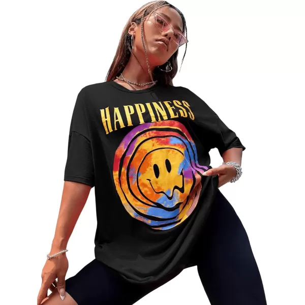 SweatyRocks Women's Short Sleeve Round Neck Tee Graphic Oversized T-Shirt